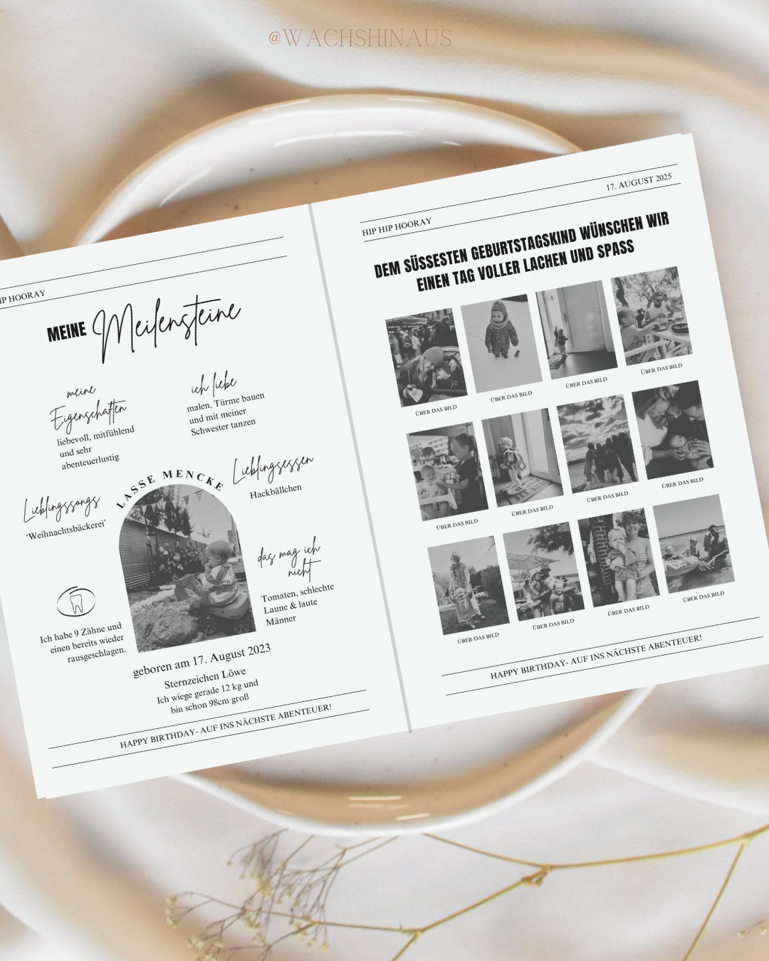 Geburtstagszeitungsvorlage, benutzerdefinierte Zeitung zum Geburtstag-Kindergeburtstag, Canva Vorlage, Namensposter, Meilensteintafel, Meilensteinposter, erster Geburtstag, zweiter Geburtstag, dritter Geburtstag
