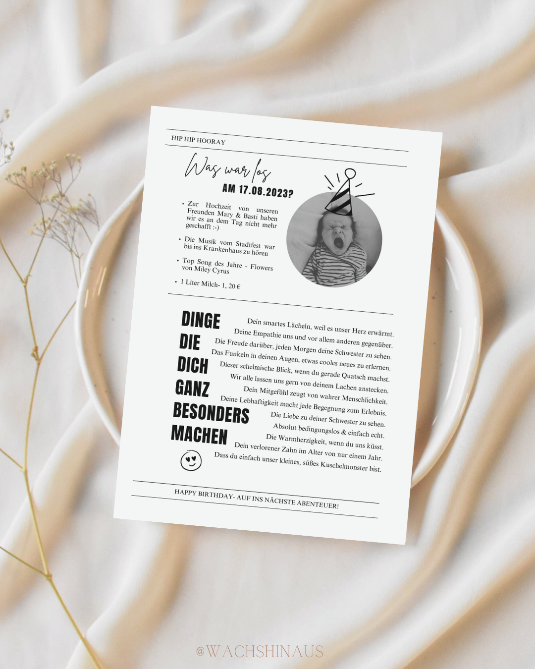 Geburtstagszeitungsvorlage, benutzerdefinierte Zeitung zum Geburtstag-Kindergeburtstag, Canva Vorlage, Namensposter, Meilensteintafel, Meilensteinposter, erster Geburtstag, zweiter Geburtstag, dritter Geburtstag