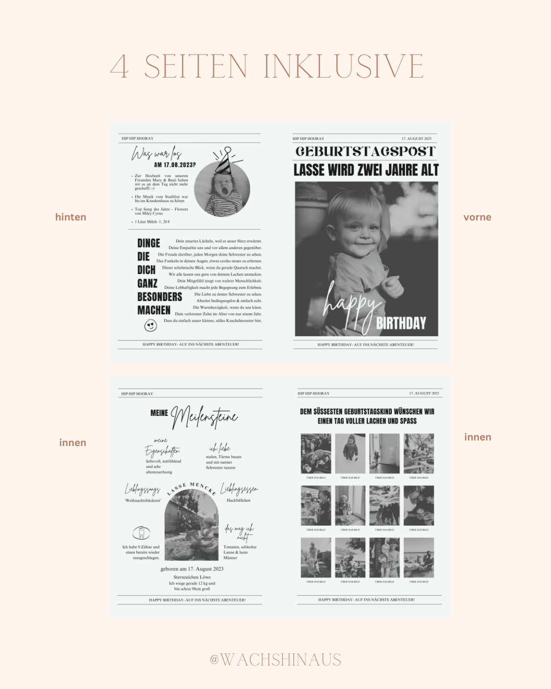 Geburtstagszeitungsvorlage, benutzerdefinierte Zeitung zum Geburtstag-Kindergeburtstag, Canva Vorlage, Namensposter, Meilensteintafel, Meilensteinposter, erster Geburtstag, zweiter Geburtstag, dritter Geburtstag