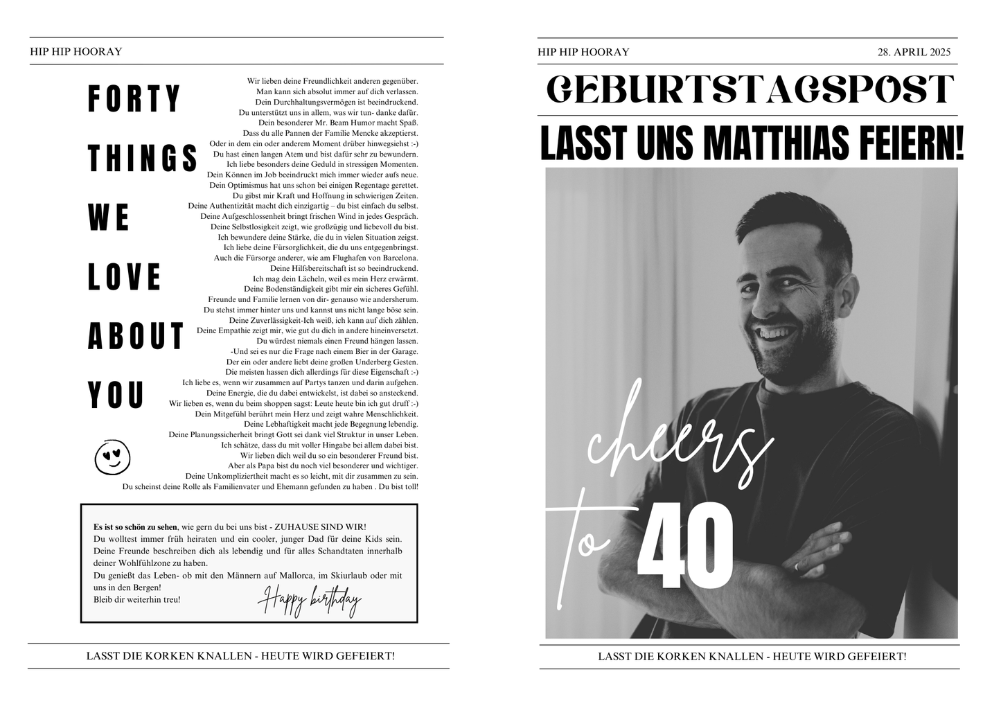 Geburtstagszeitungsvorlage, benutzerdefinierte Zeitung zum Geburtstag-dreißigster Geburtstag, vierzig, fünfzig, Canva Vorlage, Namensposter, 40. Geburtstag, vierzigster Geburtstag