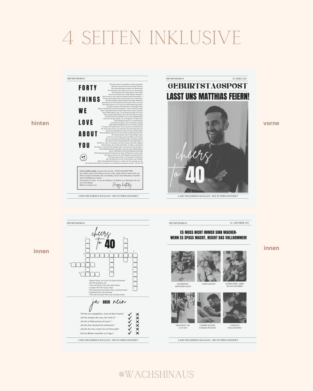 Geburtstagszeitungsvorlage, benutzerdefinierte Zeitung zum Geburtstag-dreißigster Geburtstag, vierzig, fünfzig, Canva Vorlage, Namensposter, 40. Geburtstag, vierzigster Geburtstag