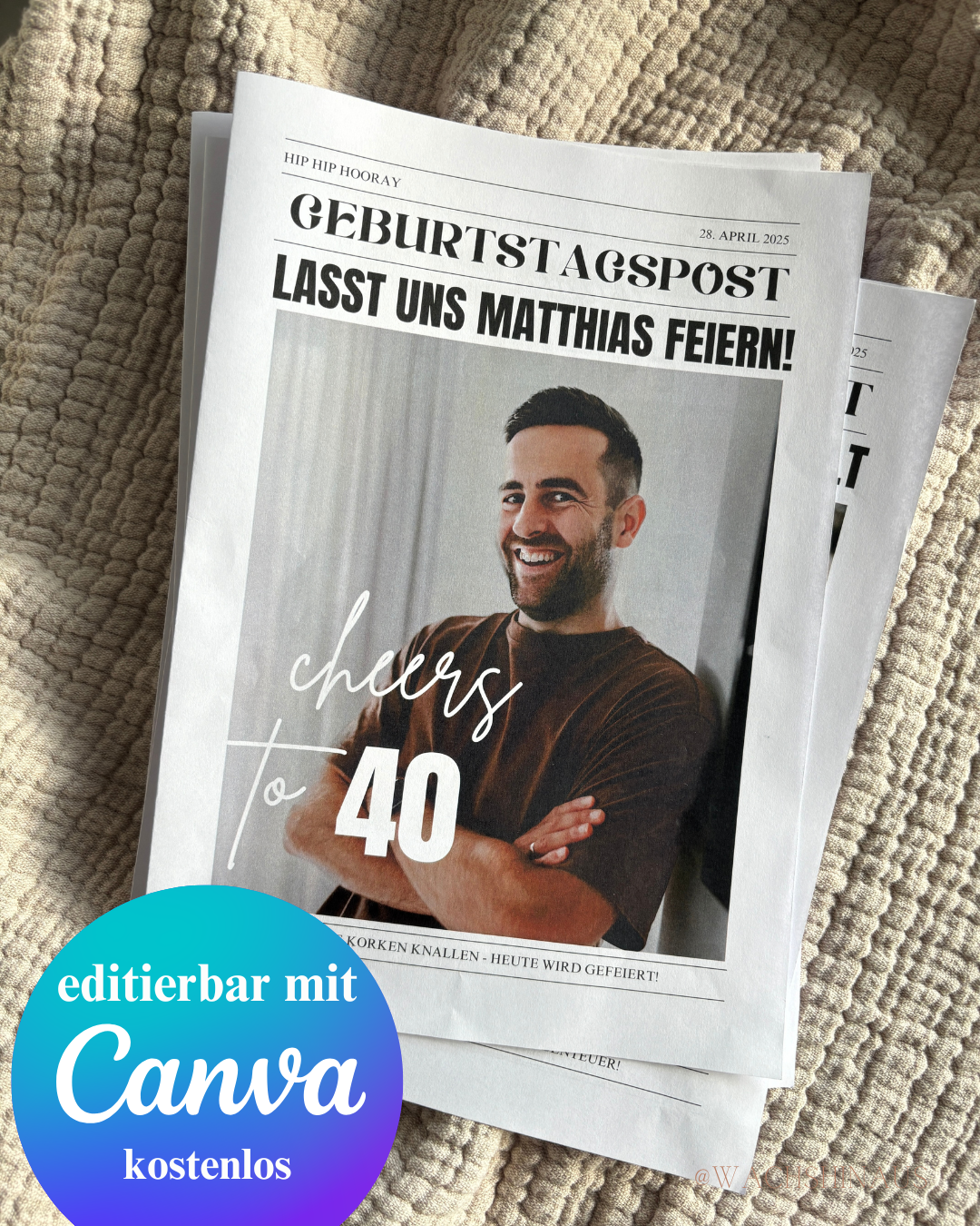 Geburtstagszeitungsvorlage, benutzerdefinierte Zeitung zum Geburtstag-dreißigster Geburtstag, vierzig, fünfzig, Canva Vorlage, Namensposter, 40. Geburtstag, vierzigster Geburtstag