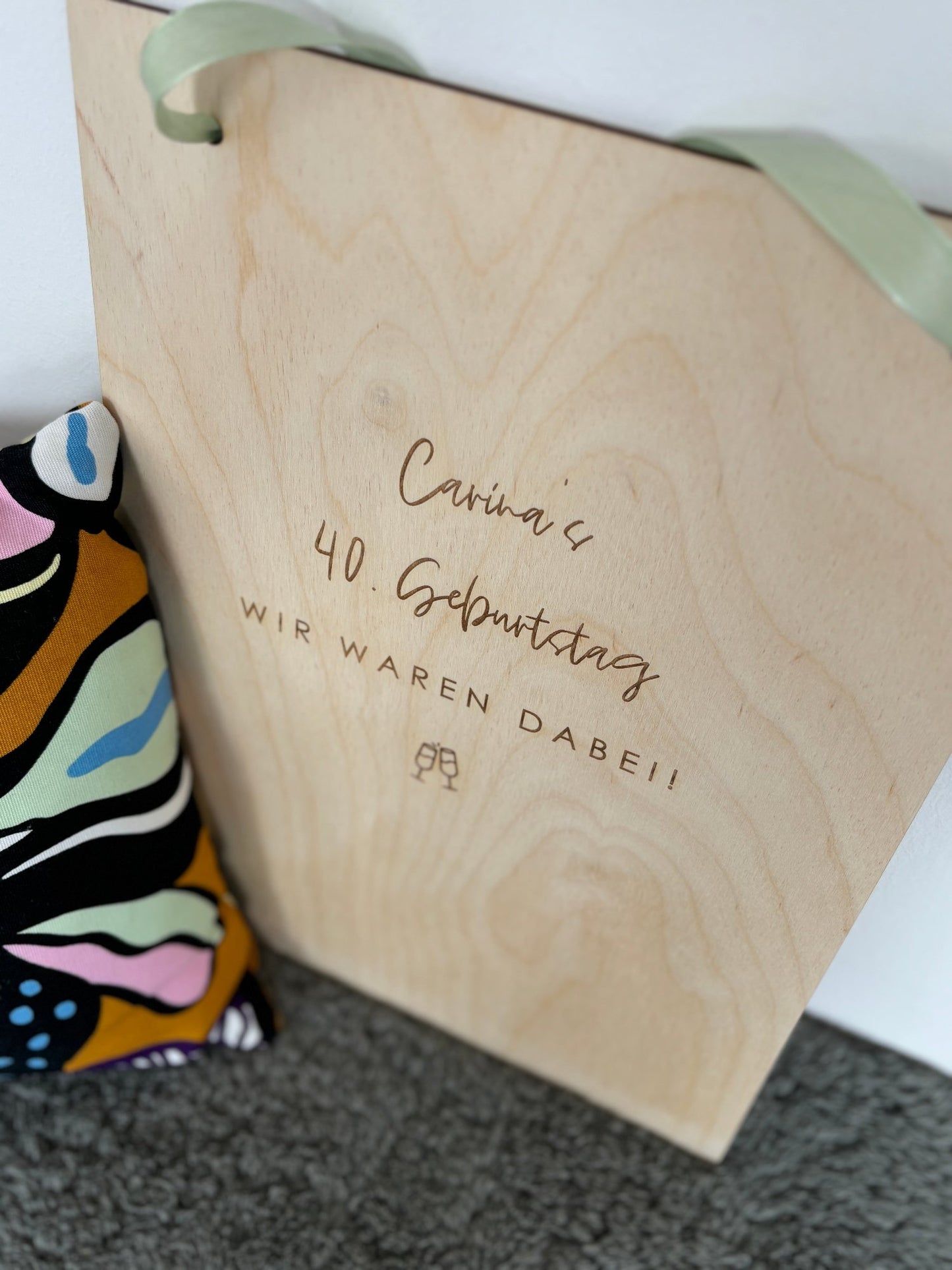 rundergeburtstag, Geschenk zum 40. Geburtstag, Gästebuch Wachshinaus gelasert