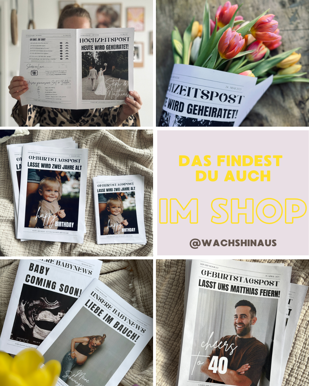 save the date Hochzeitszeitung, Hochzeitseinladung, Hochzeitsideen, Zeitungsvorlage Canva template, Save the date karte, Hochzeitsinspiration