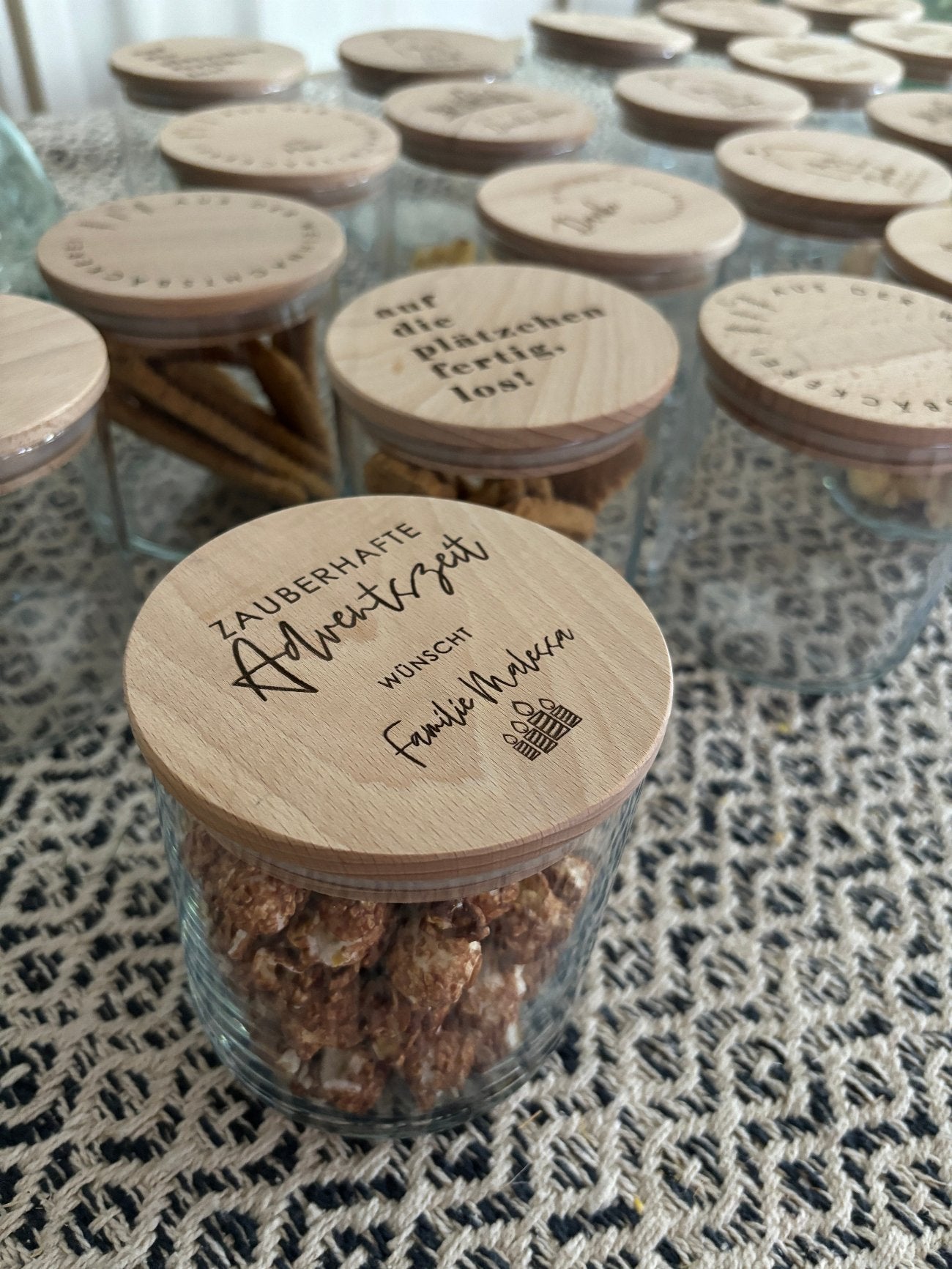 Vorratsglas, Vorratsgläser mit Holzdeckel zur Weihnachtszeit Adventszeit von Wachshinaus Weihnachtsgeschenke Münster Firmengeschenk,Präsentkorb