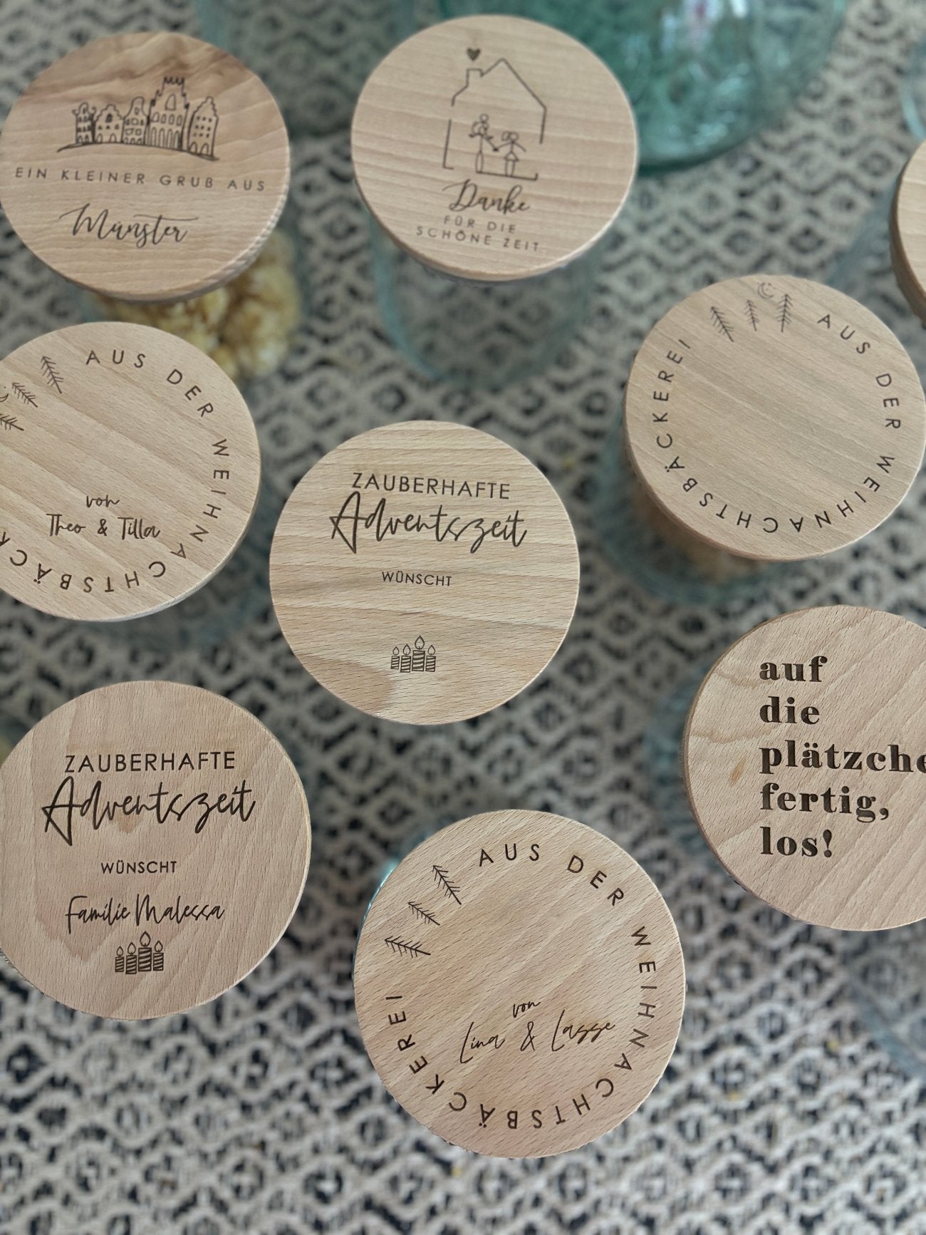 Vorratsglas, Vorratsgläser mit Holzdeckel zur Weihnachtszeit Adventszeit von Wachshinaus Weihnachtsgeschenke Münster Firmengeschenk,Präsentkorb