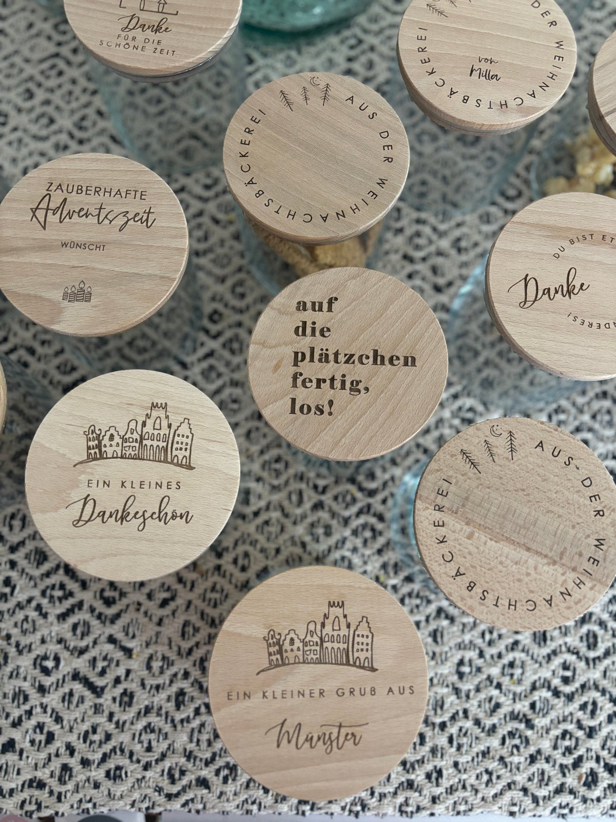 Vorratsglas, Vorratsgläser mit Holzdeckel zur Weihnachtszeit Adventszeit von Wachshinaus Weihnachtsgeschenke Münster Firmengeschenk,Präsentkorb