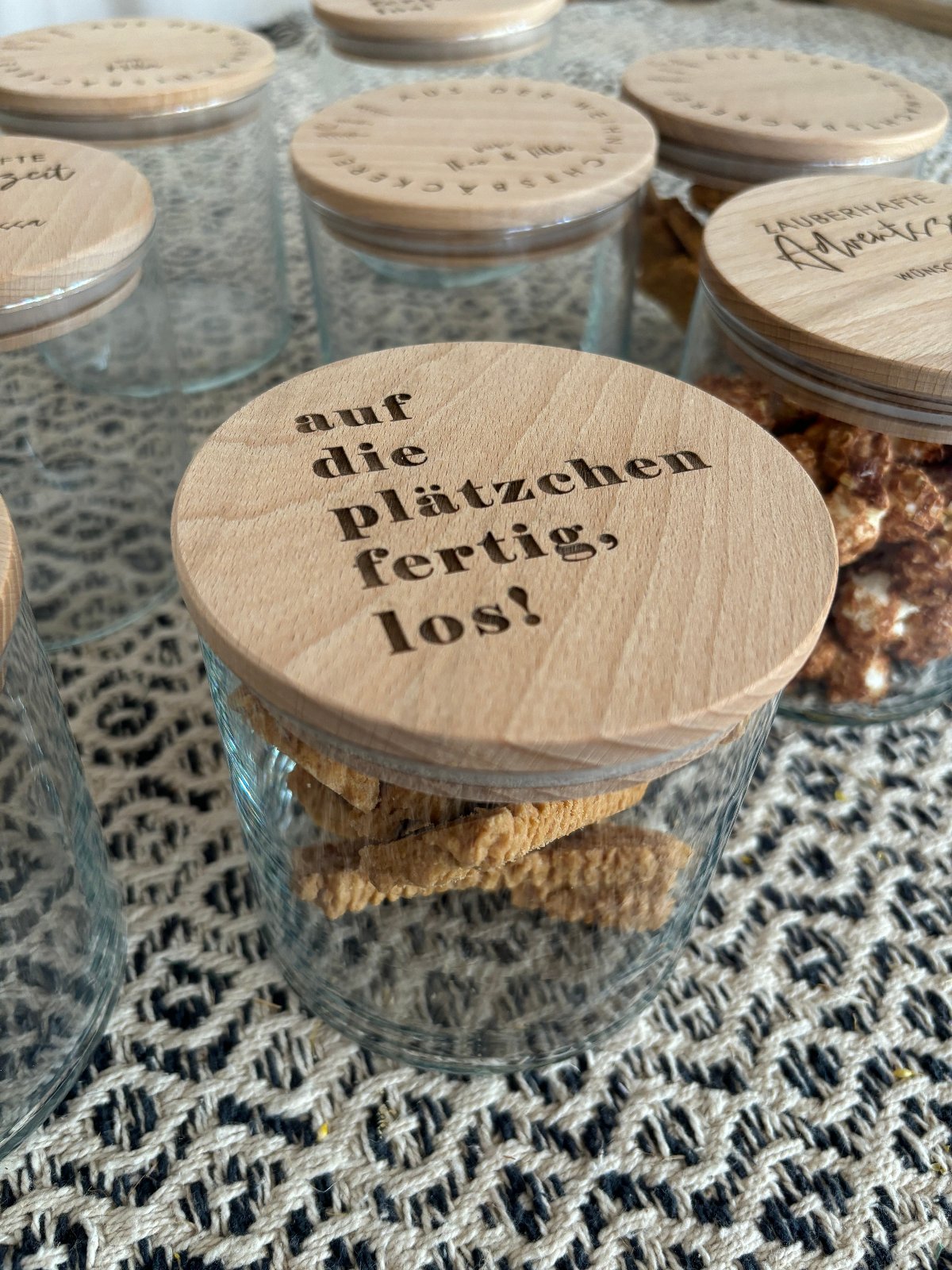 Vorratsglas, Vorratsgläser mit Holzdeckel zur Weihnachtszeit Adventszeit von Wachshinaus Weihnachtsgeschenke Münster Firmengeschenk,Präsentkorb