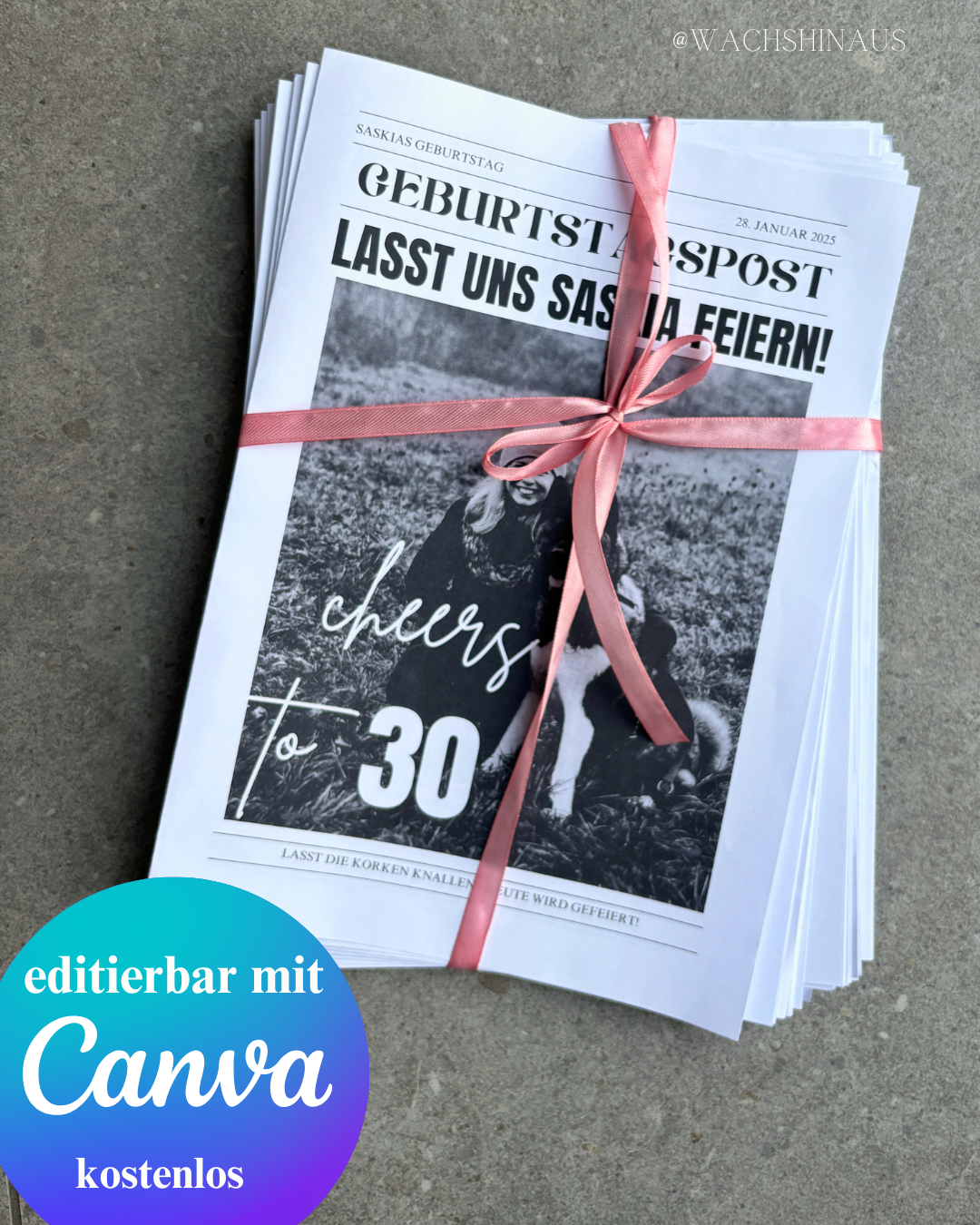 Geburtstagszeitungsvorlage, benutzerdefinierte Zeitung zum Geburtstag-dreißigster Geburtstag, vierzig, fünfzig, Canva Vorlage, Namensposter, 30. Geburtstag