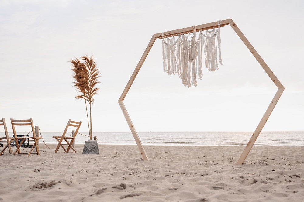 Handgeknüpftes Makramee für den Traubogenzur Hochzeit, freie Trauung - Wachshinaus Hochzeitsverleih