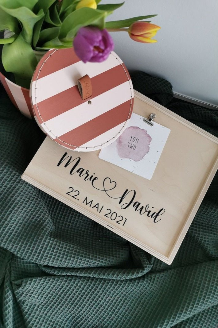 Memorybox zur Hochzeit aus Holz - Wachshinaus