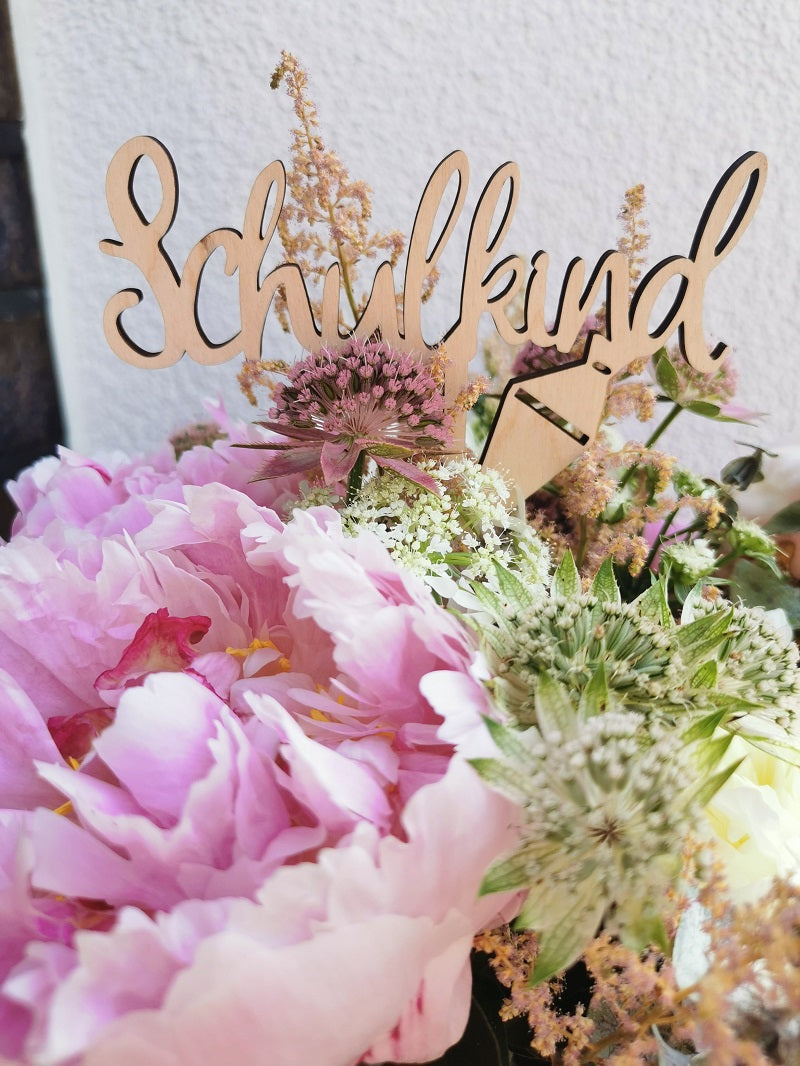 Schulkind Caketopper aus Holz zur Einschulung, Schulbeginn für Kinder- Wachshinaus