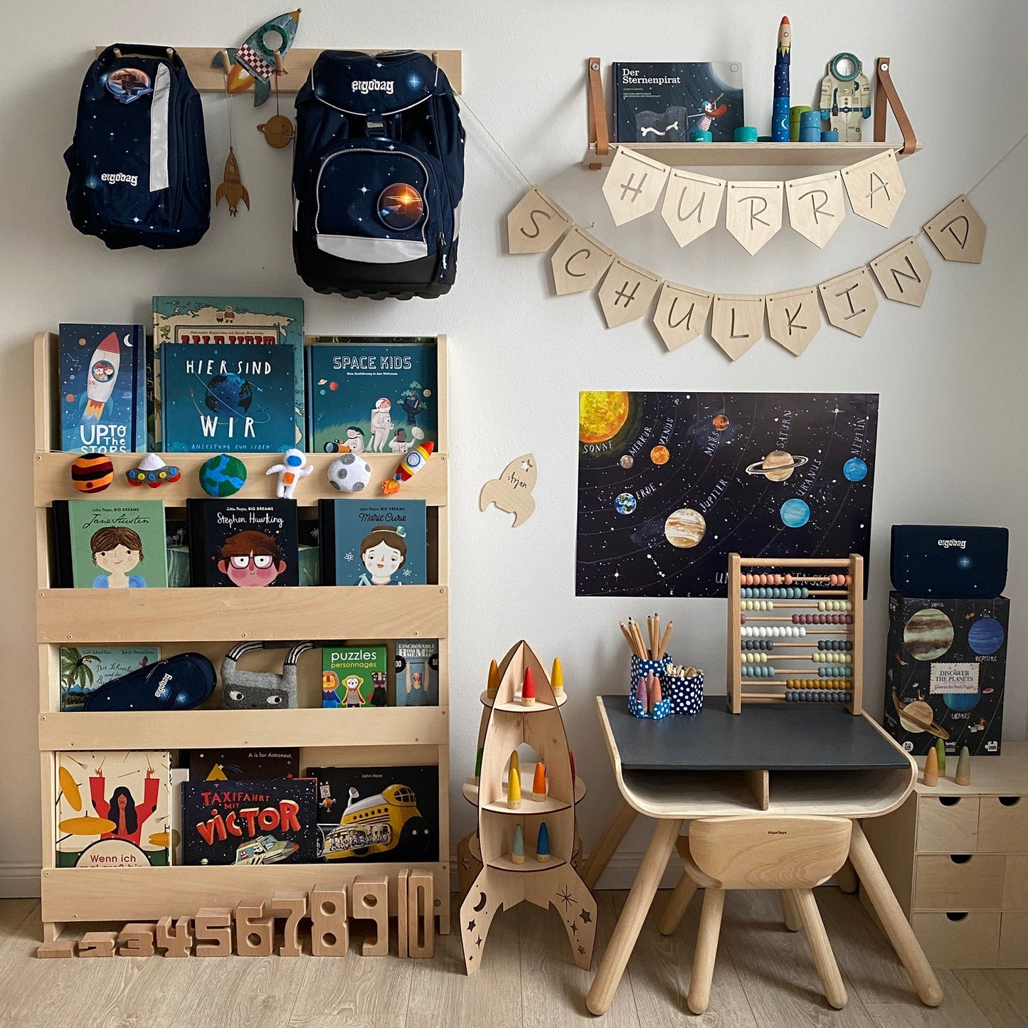 Sprüche Holzgirlande für Kinder zur Einschulung, Schulanfang - Wachshinaus