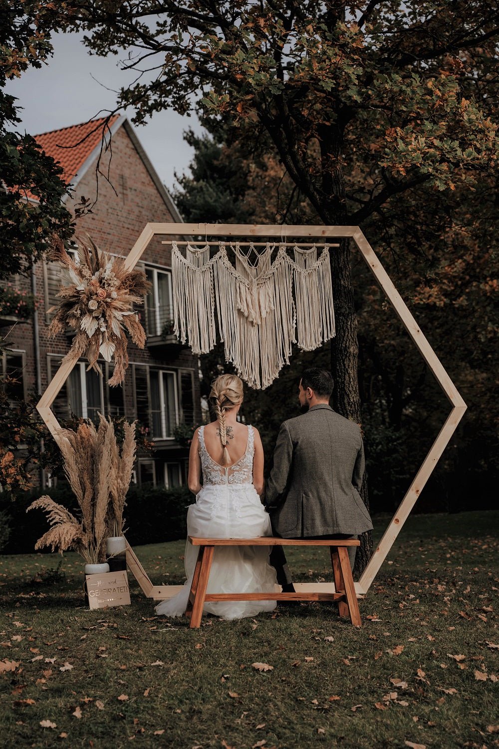 Traubogen Hexagon - Wachshinaus Hochzeitsverleih Boho Hochzeit Makramee Münster Hamm Dortmund Osnabrück Trockenblumen