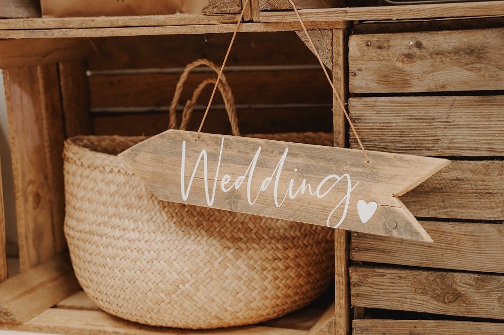 Wedding Holzschild - Wachshinaus