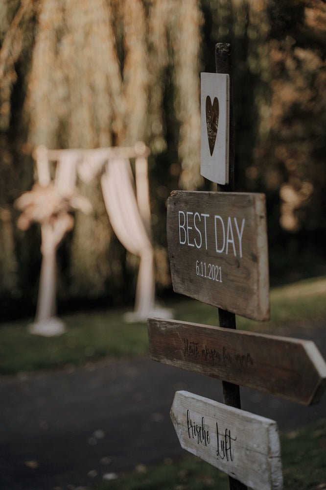 Wegweiser BEST DAY - Wachshinaus Hochzeit Hochzeitsverleih Münster Warendorf