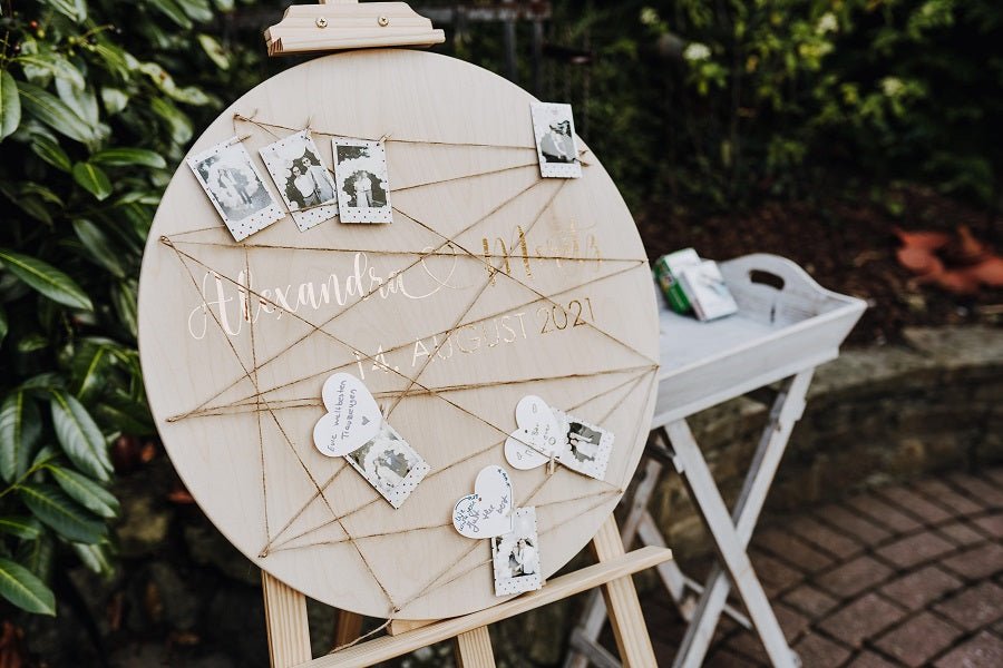 Personalisiertes Willkommensschild zur Hochzeit aus Holz rund - Wachshinaus Hochzeitsgeschenk,Hochzeitsverleih