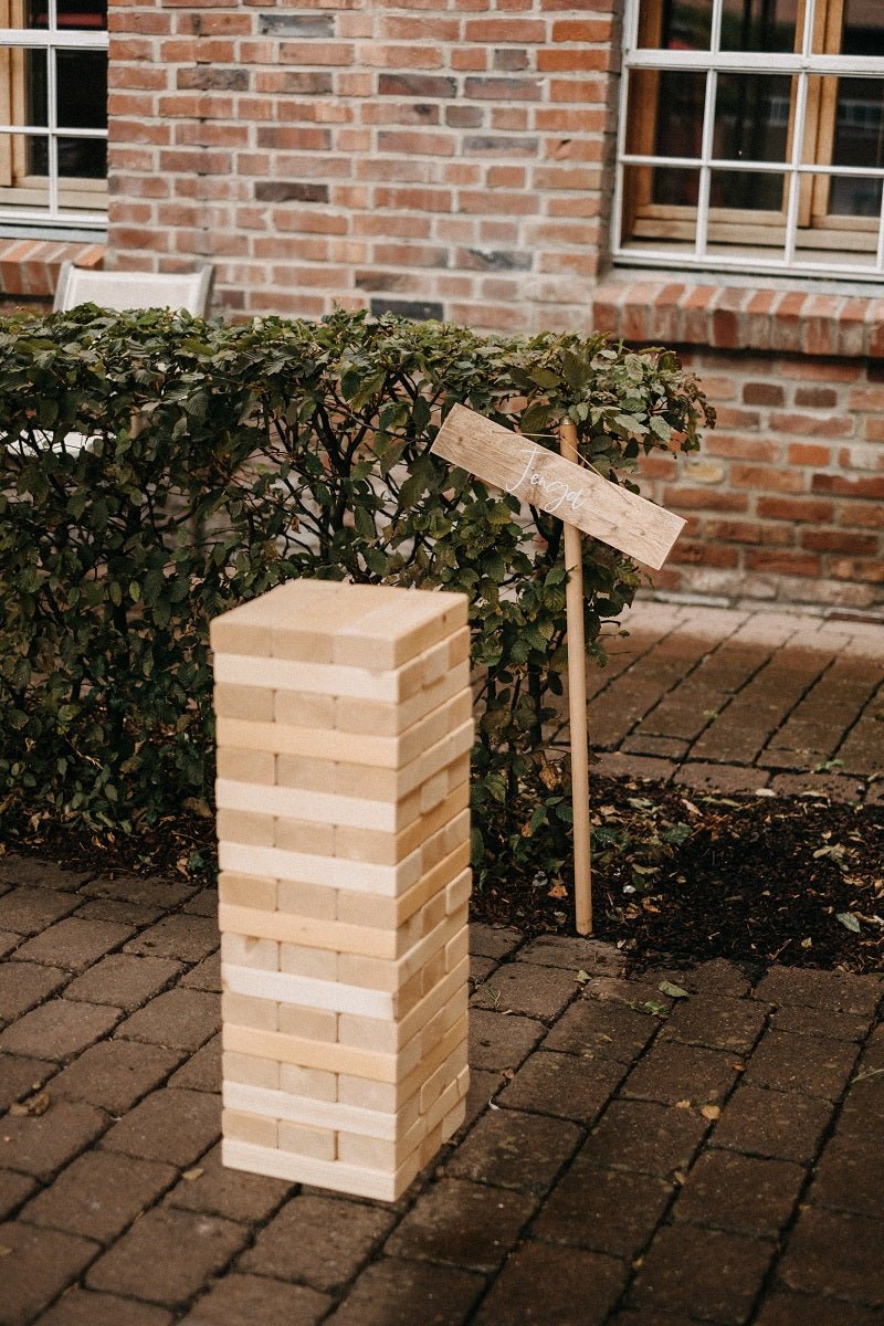 XXL Jenga Hochzeitsspiele zum Verleih - Wachshinaus Hochzeitsshop Münster Hamm