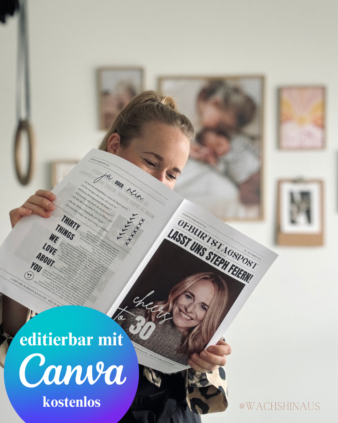Geburtstagszeitungsvorlage, benutzerdefinierte Zeitung zum Geburtstag-dreißigster Geburtstag, vierzig, fünfzig, Canva Vorlage, Namensposter, 30. Geburtstag