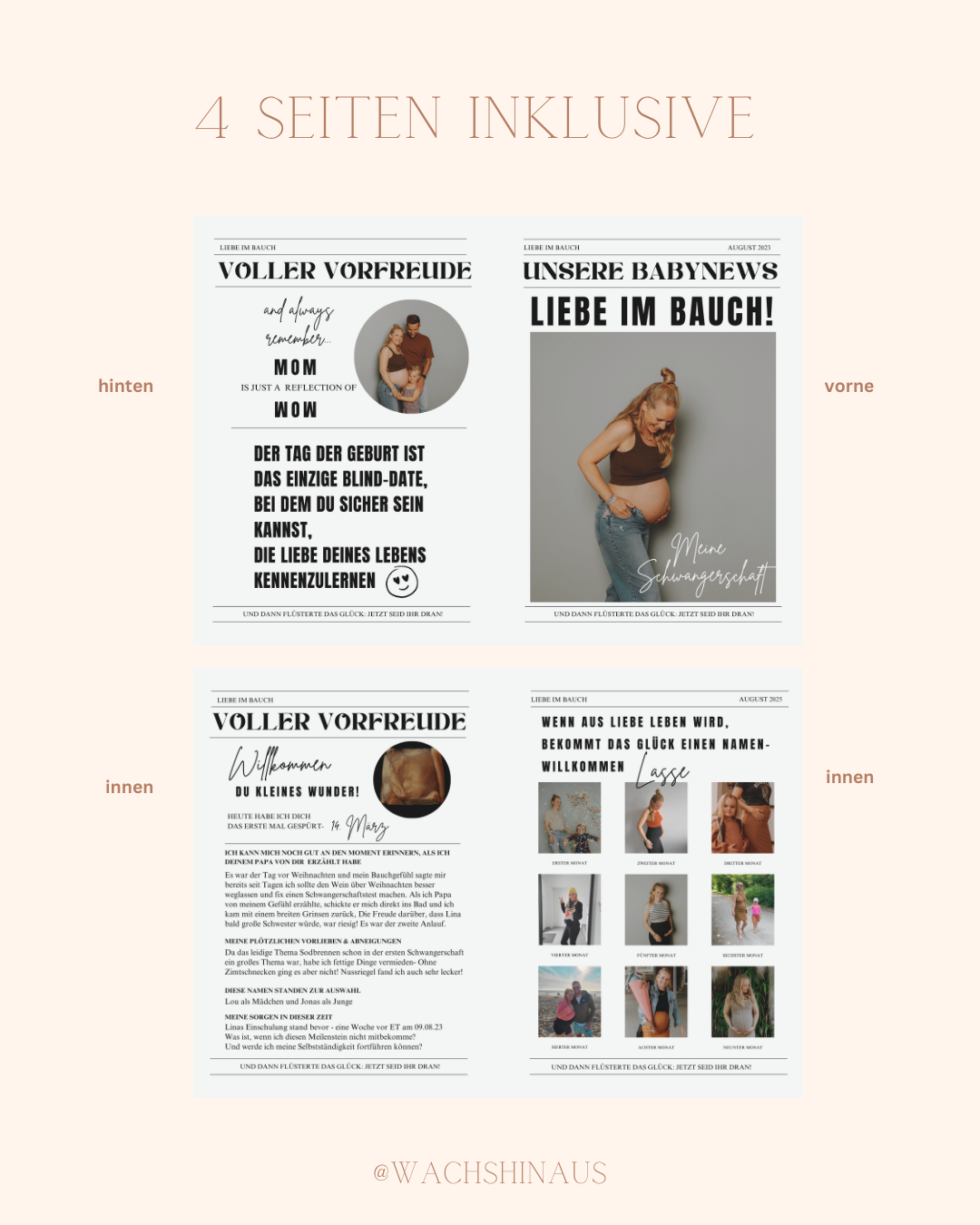 Schwangerschaftstagebuch Liebe im Bauch,Tagebuch Babyalbum Fotoalbum Erinnerungsbuch Fotobuch Ratgeber Babybuch Blume, Zeitungsvorlage Schwangerschaft, Babyankündigung