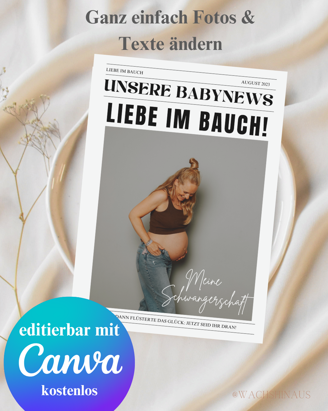 Schwangerschaftstagebuch Liebe im Bauch,Tagebuch Babyalbum Fotoalbum Erinnerungsbuch Fotobuch Ratgeber Babybuch Blume, Zeitungsvorlage Schwangerschaft, Babyankündigung