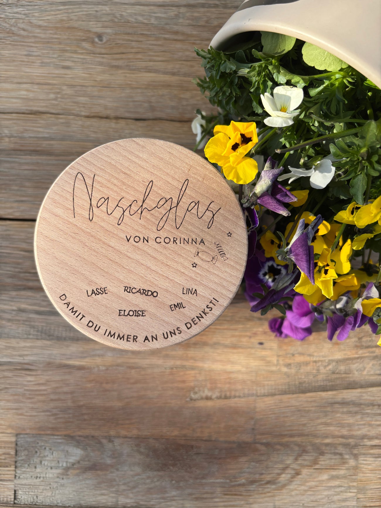Vorratsglas mit Namen Unterschriften personalisiert als Geschenk für Lehrer, Erzieher oder Tagesmutter