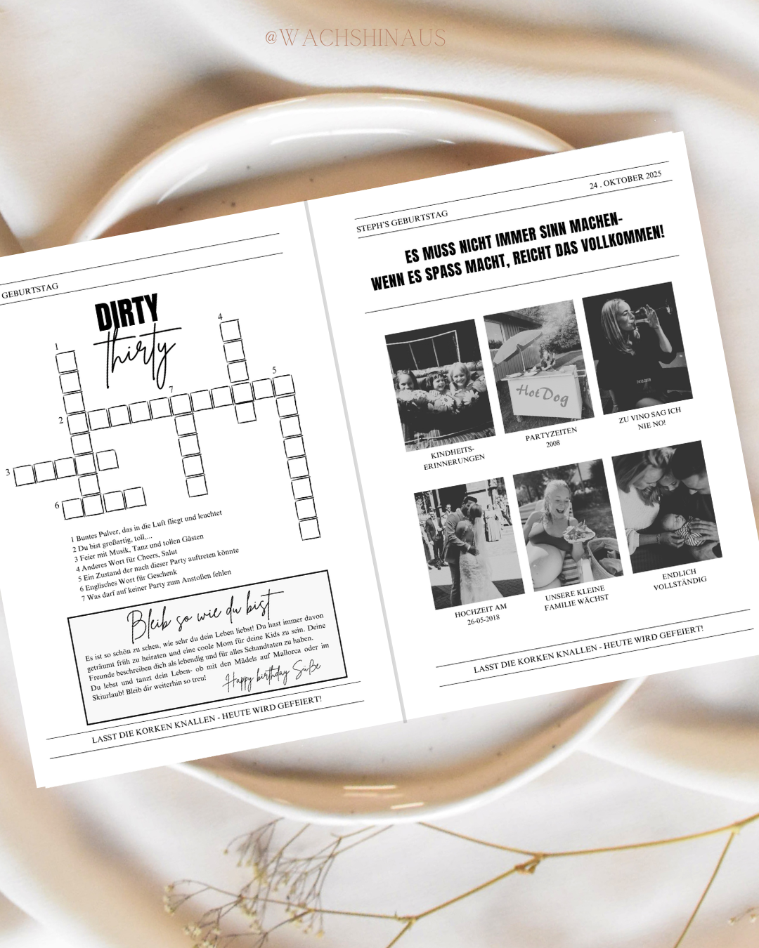 Geburtstagszeitungsvorlage, benutzerdefinierte Zeitung zum Geburtstag-dreißigster Geburtstag, vierzig, fünfzig, Canva Vorlage, Namensposter, 30. Geburtstag