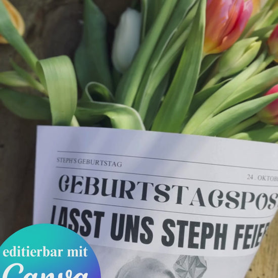 Geburtstagszeitungsvorlage, benutzerdefinierte Zeitung zum Geburtstag-dreißigster Geburtstag, vierzig, fünfzig, Canva Vorlage, Namensposter, 30. Geburtstag