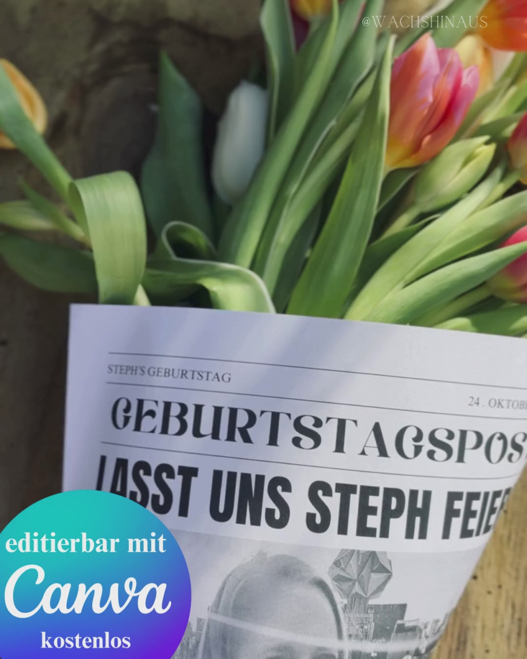 Geburtstagszeitungsvorlage, benutzerdefinierte Zeitung zum Geburtstag-dreißigster Geburtstag, vierzig, fünfzig, Canva Vorlage, Namensposter, 30. Geburtstag