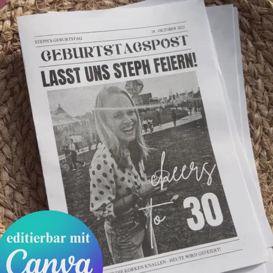 Geburtstagszeitungsvorlage, benutzerdefinierte Zeitung zum Geburtstag-dreißigster Geburtstag, vierzig, fünfzig, Canva Vorlage, Namensposter, 40. Geburtstag, vierzigster Geburtstag