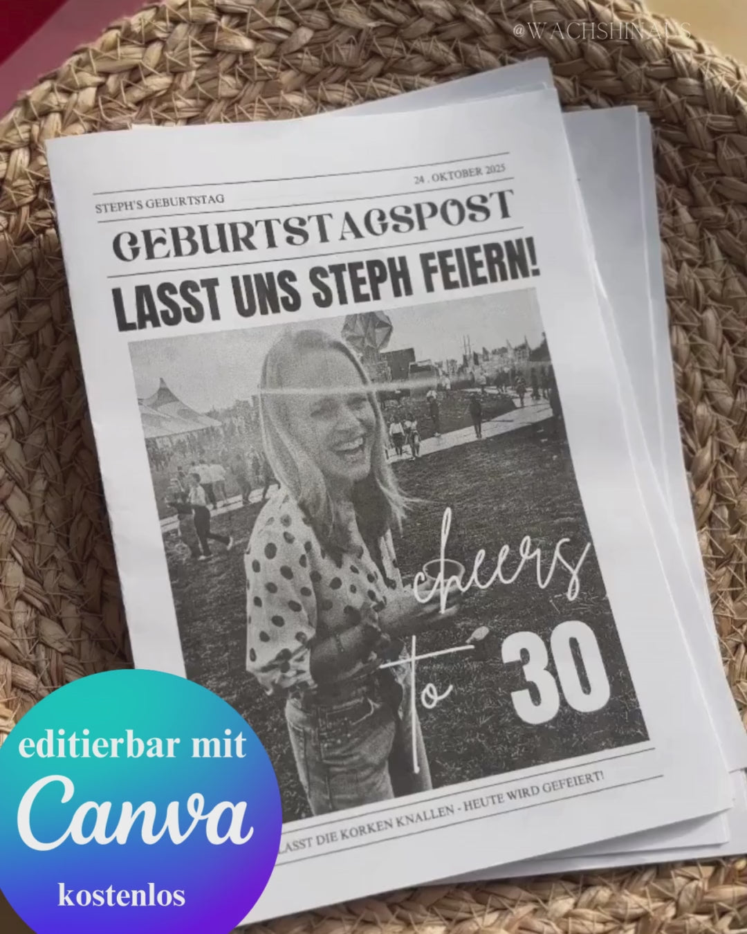 Geburtstagszeitungsvorlage, benutzerdefinierte Zeitung zum Geburtstag-dreißigster Geburtstag, vierzig, fünfzig, Canva Vorlage, Namensposter, 40. Geburtstag, vierzigster Geburtstag