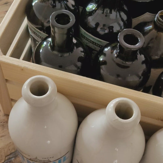 Dekovasen, Ginflaschen, Apothekerflaschen dunkel für Hochzeiten, Geburtstage von Wachshinaus
