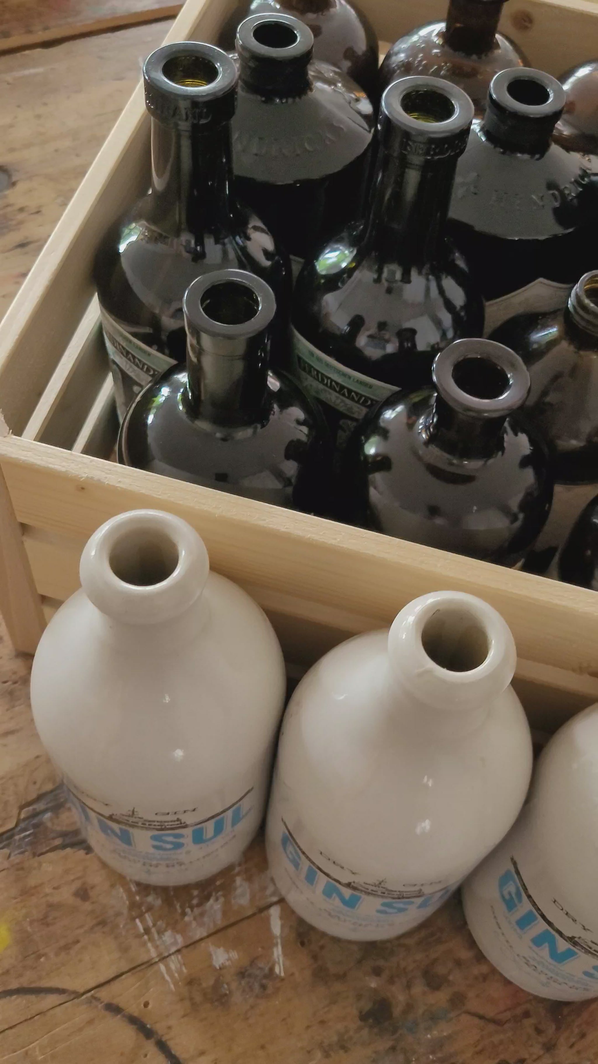 Dekovasen, Ginflaschen, Apothekerflaschen dunkel für Hochzeiten, Geburtstage von Wachshinaus
