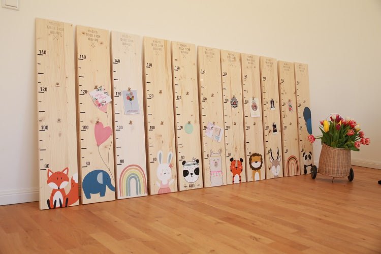 Boho Panda Messlatte aus Holz für Kinder - Wachshinaus