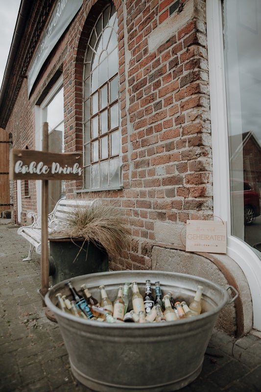 Coole Zinkwannenbar zur Hochzeit , standesamtliche Trauung - Wachshinaus Hochzeitsverleih Münster, Hamm