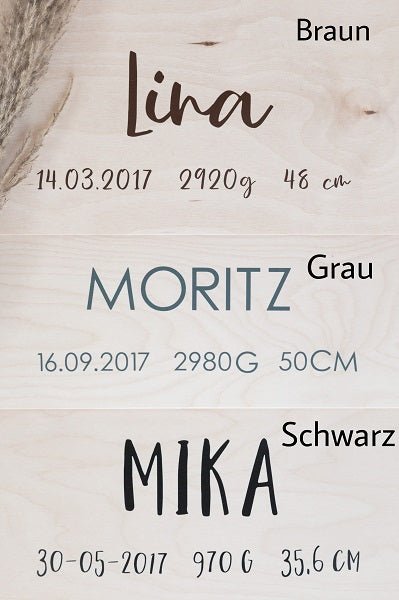 Die personalisierte Memorybox, Erinnerungskiste aus Holz small zur Geburt oder Taufe - Wachshinaus