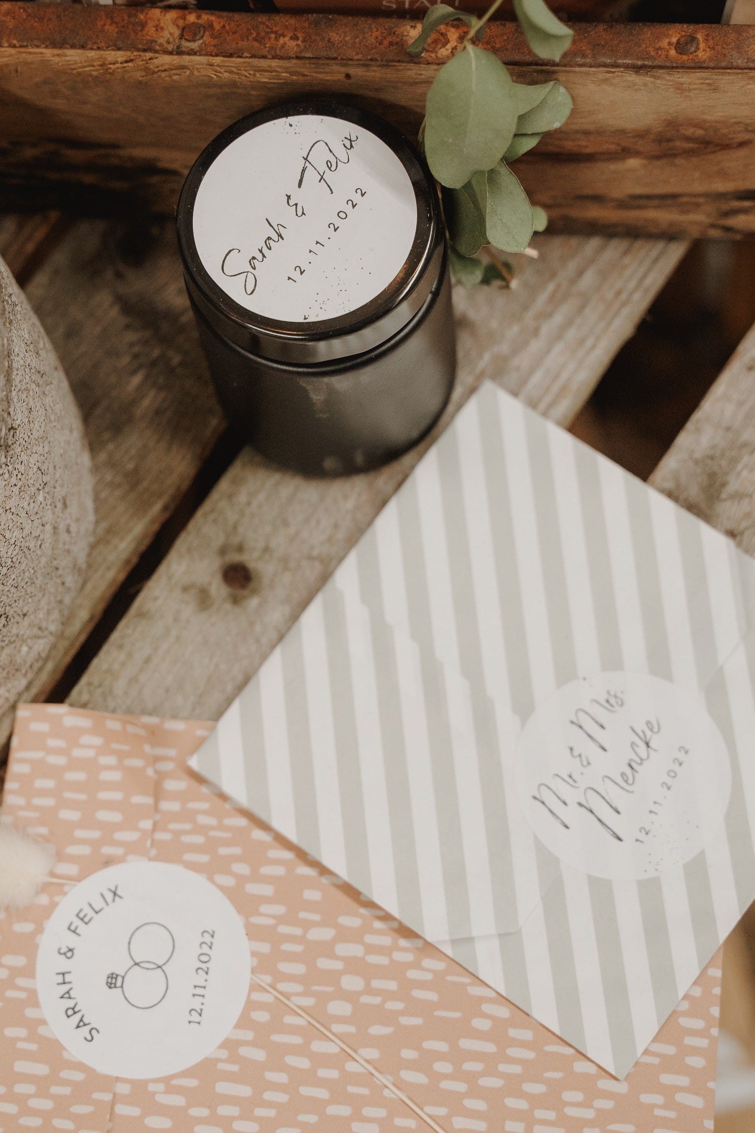 Personalisierte Hochzeitsaufkleber modern - Wachshinaus