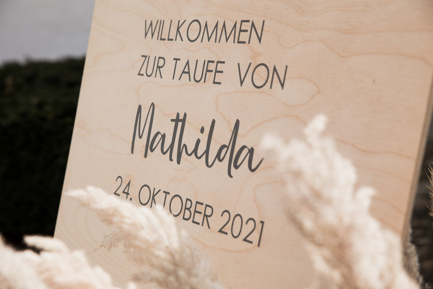 Willkommensschild zur Taufe aus Holz - Wachshinaus